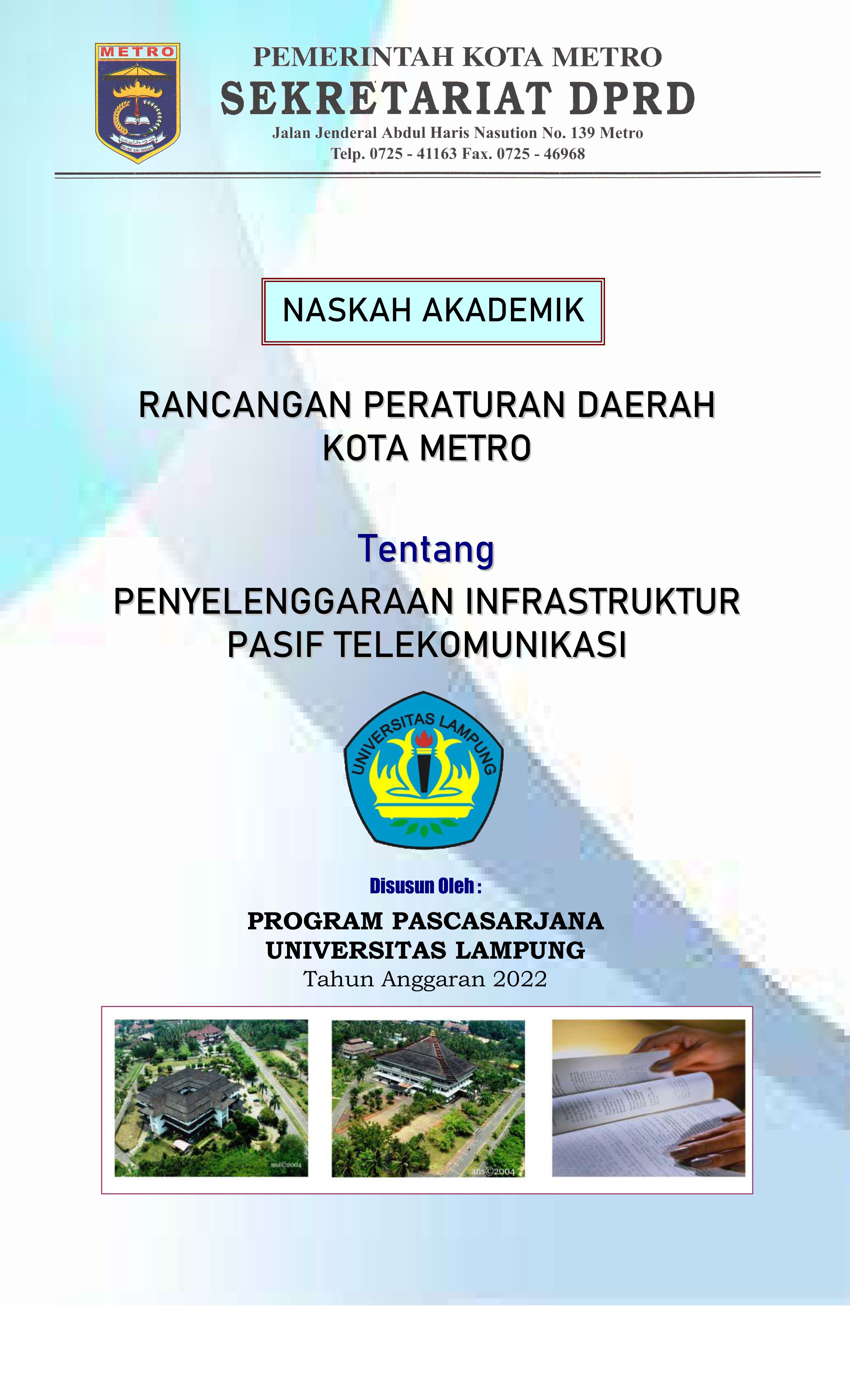 Cover Naskah Akademik Rancangan Peraturan Daerah Kota Metro tentang Penyelenggaraan Infrastruktur Pasif Telekomunikasi